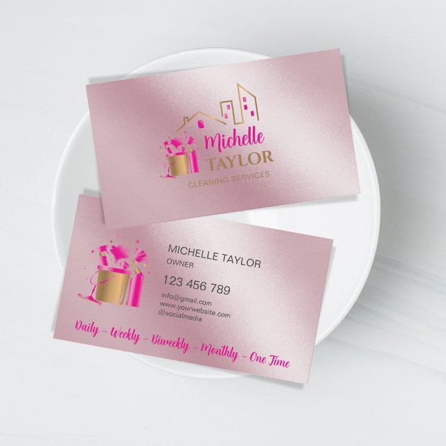 Cartão De Visita Serviços profissionais de limpeza de casas e escri (Criador carregado)