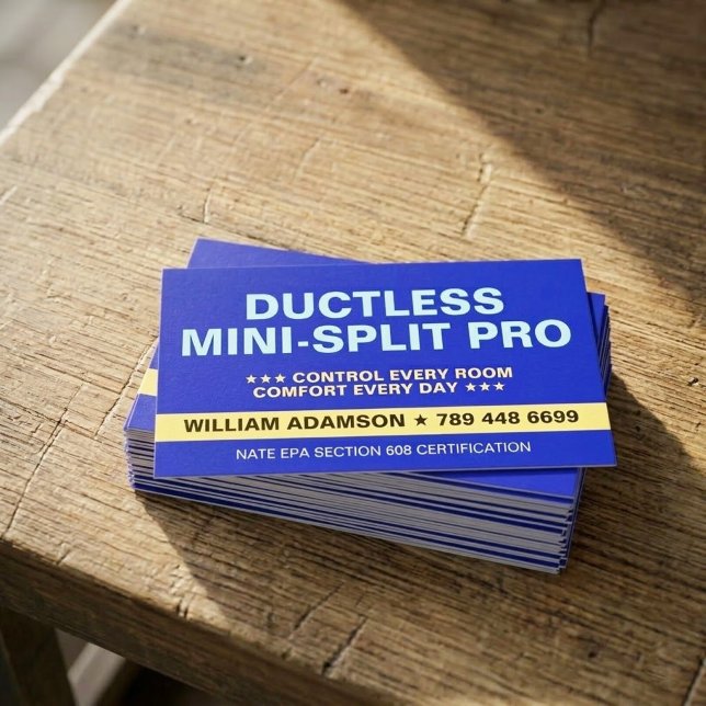 Cartão De Visita Serviços Profissionais de Mini Split sem Dutos | E (Ductless HVAC Specialist | Zone Control Expert)