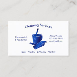 Cartão De Visita Serviços Simples de Limpeza de Casa Azul