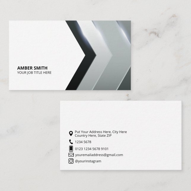 Cartão De Visita Setas Geométricas Modernas | Ícones em branco (Frente/Verso)