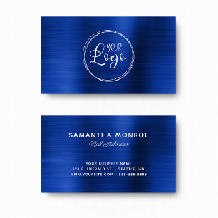 Cartão De Visita Seu logotipo aqui Falso Azul Marinho Royal Ombre F