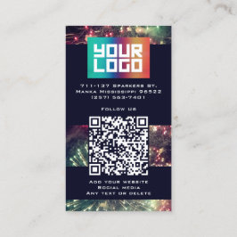 Cartão De Visita Seu logotipo aqui Fogos modernos de código QR pers