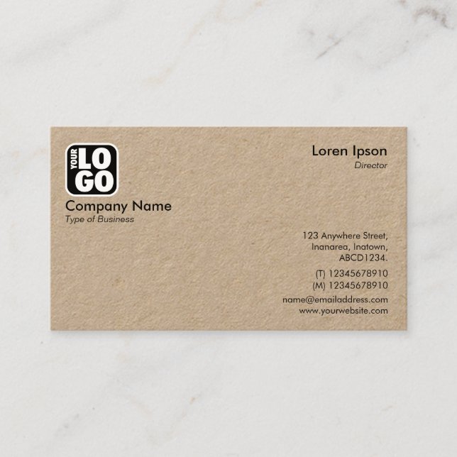 Cartão De Visita Seu logotipo - (Kraft) (Frente)