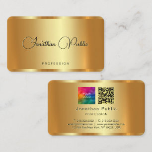 Cartão De Visita Seu logotipo Texto personalizado Código QR Elegant