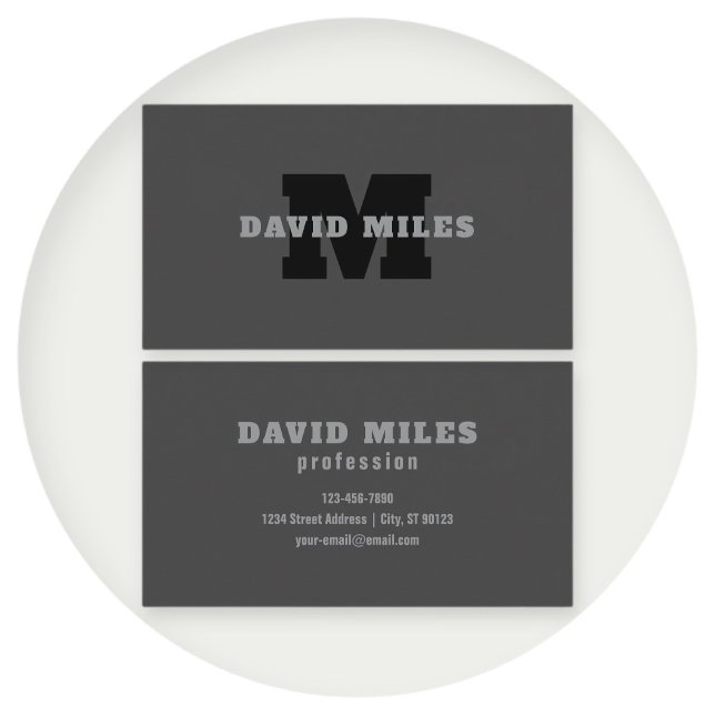 Cartão De Visita Seu nome ou nome comercial | Cinza Masculina Moder (Criador carregado)
