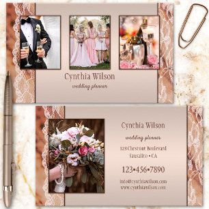 Cartão De Visita Seu planejador de casamento de renda de chocolate