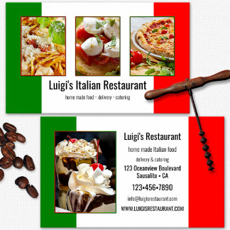 Cartão De Visita Seu restaurante italiano de 4 fotos