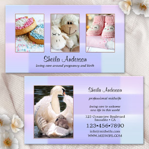 Cartão De Visita Seus 4 Fotos Serviços de Doula Parteira Pastel par