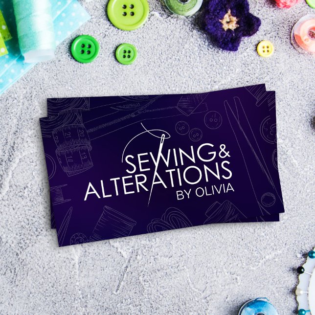 Cartão De Visita Sewing and Alterations - Arte em Linha (Criador carregado)