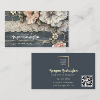 Cartão De Visita Shabby Flowers & Lace Business Card