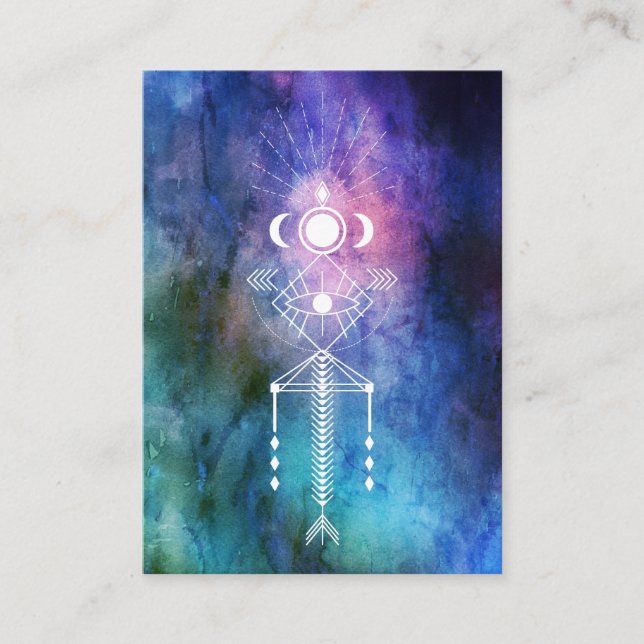 Cartão De Visita Shaman sagrado tribal do asteca da aguarela da (Frente)