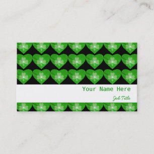 Cartão De Visita Shamrock Hearts Black White Stripe