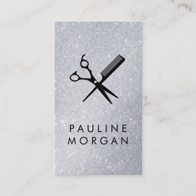 Cartão De Visita Shear e Comb - Glitter Elegante (Frente)