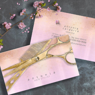 Cartão De Visita Sheen and Shears Hair Stylist Dourado/Orchid ID814