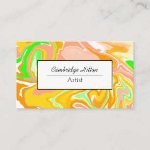 Cartão De Visita Sherbert Swirls Marble Abstrato Fluid Art