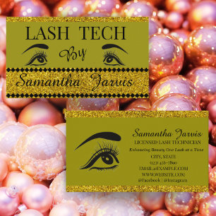 Cartão De Visita Shimmer, Artista de Eyelash Moderno Verde-Oliva, D