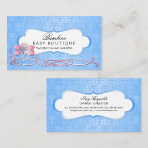 Cartão De Visita Shimmer azul do boutique elegante do bebê