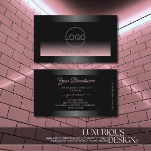 Cartão De Visita Shimmery do logotipo preto piscinado e Rosa claro 