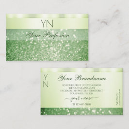 Cartão De Visita Shimmery do Monograma das Espumantes Verdes Elegan