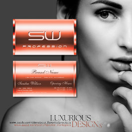 Cartão De Visita Shimmery Vermilion Red 3D Iniciais de Abertura