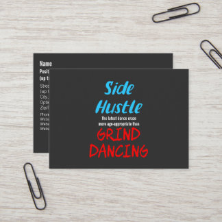 Cartão De Visita Side Hustle vs Grind Dancing Neon Blue Text