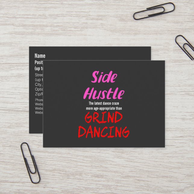 Cartão De Visita Side Hustle vs Grind Dancing Neon Pink Text (Frente/Verso In Situ)