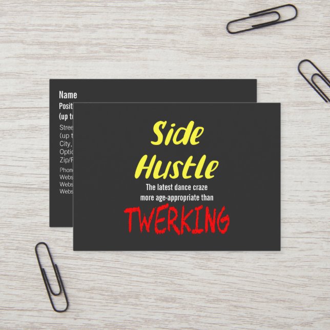 Cartão De Visita Side Hustle vs. Texto Amarelo Neon Twerking (Frente/Verso In Situ)