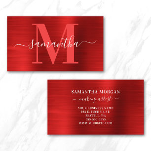 Cartão De Visita Signature Monograma Red Shimmer Foil