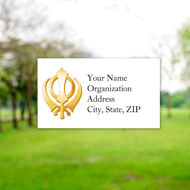 Cartão De Visita Sikh 3,5" x 2" (Sikh Business Card, Gold Khanda, symbol of the Sikh Religion.
)