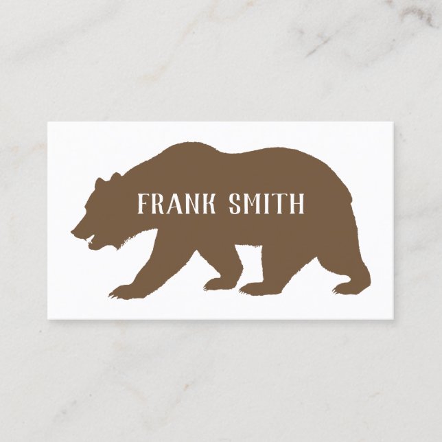 Cartão De Visita Silhouette Brown Grizzly Bear (Frente)