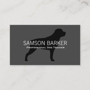 Cartão De Visita Silhouette preto rottweiler na Cinza   Rottie Dog