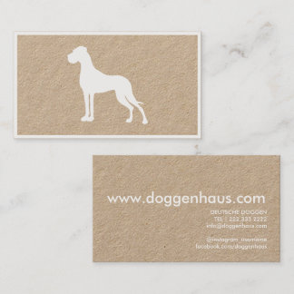 Cartão De Visita silhueta branca de Dogue Alemão
