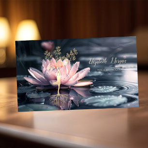 Cartão De Visita Silhueta de árvore dourada Lotus Zen