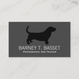 Cartão De Visita Silhueta de Basset Hound Preto sobre Cinza