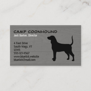 Cartão De Visita Silhueta de Bluetick Coonhound em Estilo de Madeir