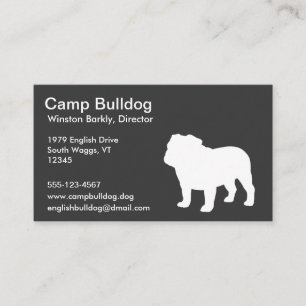 Cartão De Visita Silhueta de Bulldog Inglês Branco