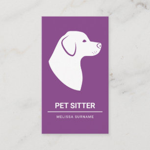 Cartão De Visita Silhueta de Cachorro Roxo e Branco Mínima - Cuidad