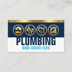 Cartão De Visita Silhueta De Canalização Em Faixa Dourada Da Camada