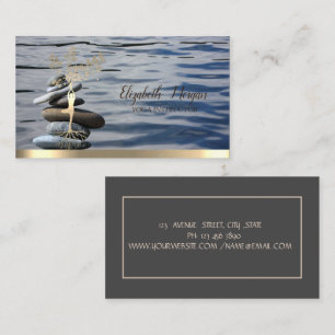 Cartão De Visita Silhueta de Mulheres da Árvore Dourada, Pedras Zen