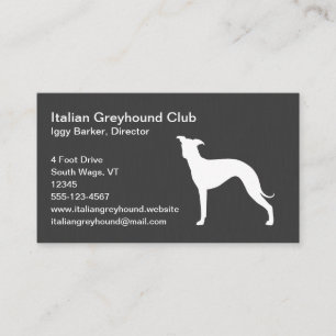 Cartão De Visita Silhueta do Cão Galgo Italiano