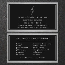 Cartão De Visita Silver & Black Electrical Services Electrician