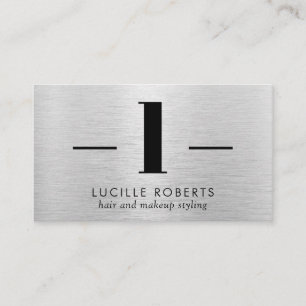 Cartão De Visita Silver Bruche Metal - Letra L Monograma Cabelo Mak
