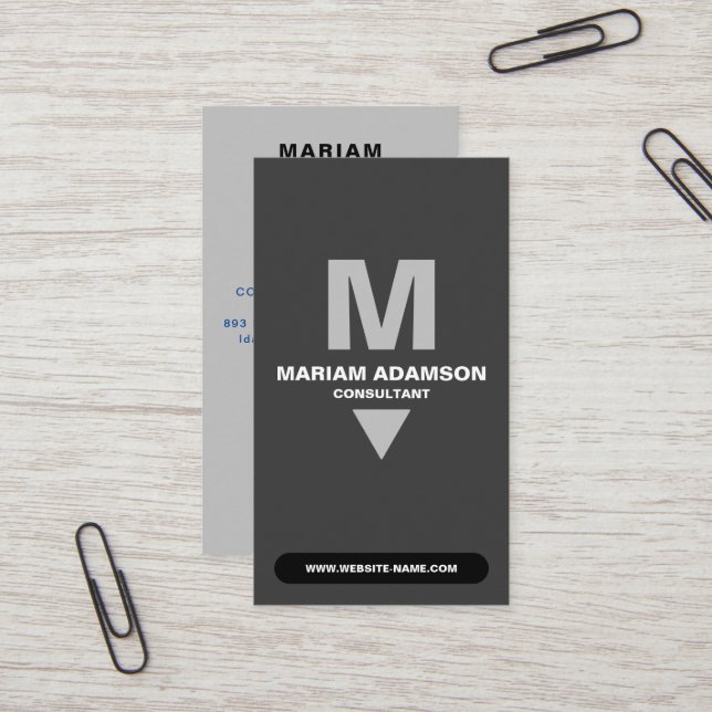 Cartão De Visita Silver Clássico (Monograma QR) e Matar Preto (Frente/Verso In Situ)