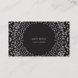 Cartão De Visita Silver Diamond Confetti Black Swarovski Cristais