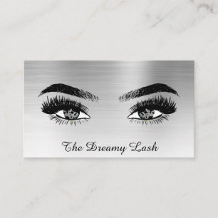 Cartão De Visita *~* SILVER Glitter Lashes QR Brows Extensões