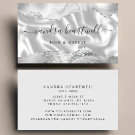 Cartão De Visita Silver Gray Agate Glitter Luxury Stylist