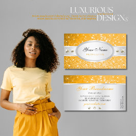 Cartão De Visita Silver Orange Glitter Sparkle Diamantes Na moda