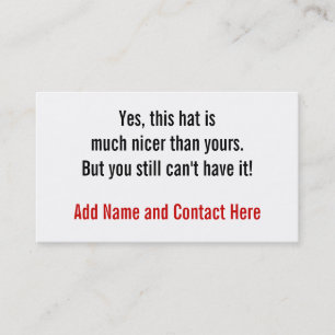 Cartão De Visita Sim, este chapéu é mais agradável….