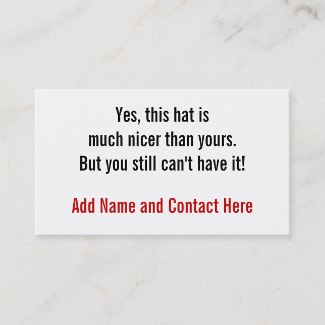 Cartão De Visita Sim, este chapéu é mais agradável…. (Frente)