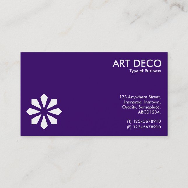 Cartão De Visita Símbolo da Flor Art Deco - Profundo Roxo 330066 (Frente)
